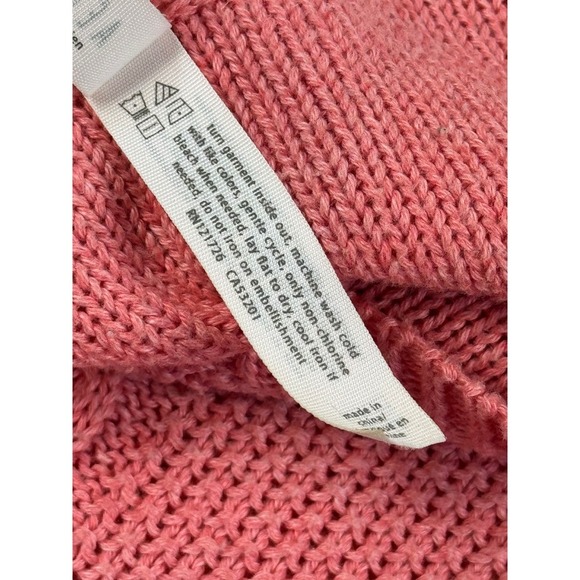 Aeropostale Women's V-Neck Knit Sweater Coral Pink Cable Stitch Medium - Picture 8 of 10